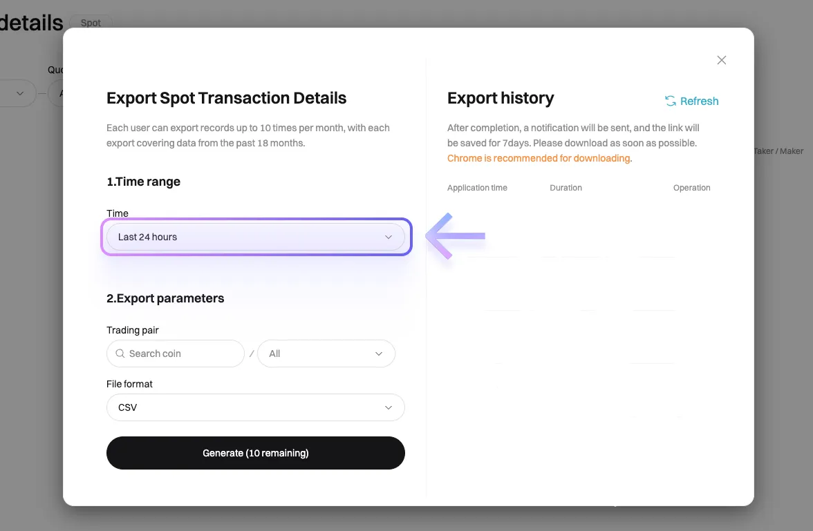 Jak pobrać CSV z Bitget?