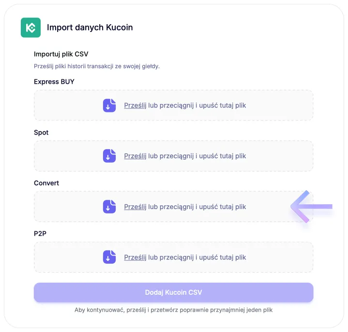Instrukcja pobrania pliku CSV z Kucoin