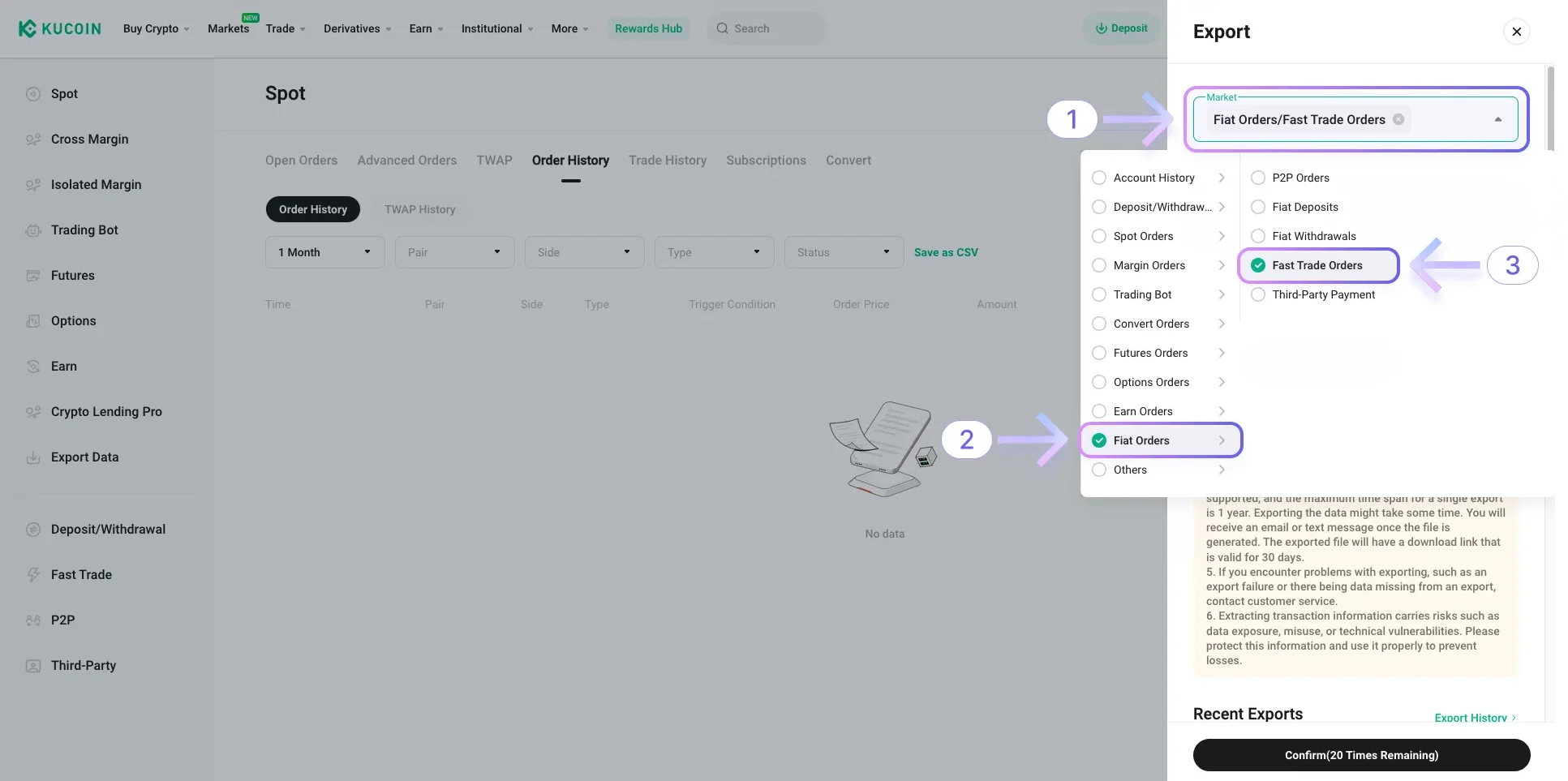Instrukcja pobrania pliku CSV z Kucoin