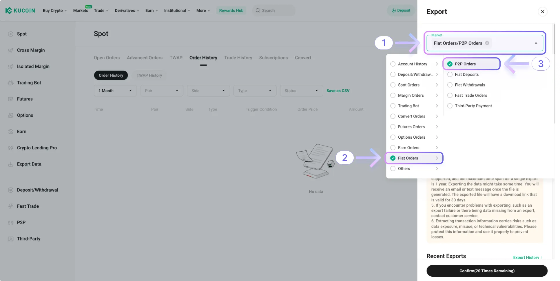 Instrukcja pobrania pliku CSV z Kucoin
