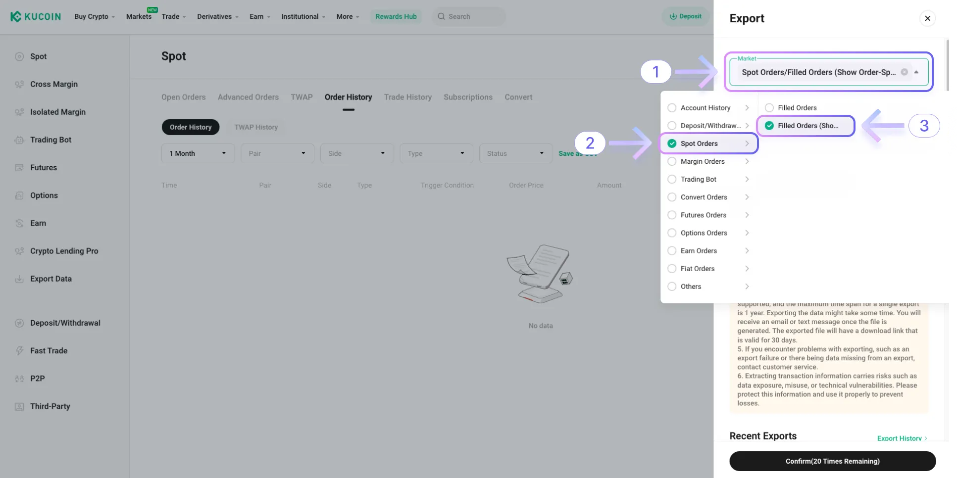 Instrukcja pobrania pliku CSV z Kucoin