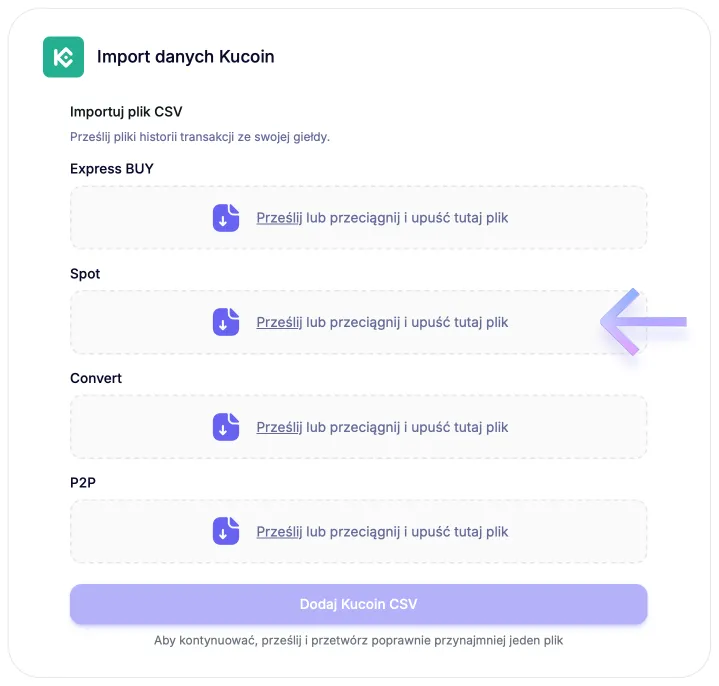 Instrukcja pobrania pliku CSV z Kucoin