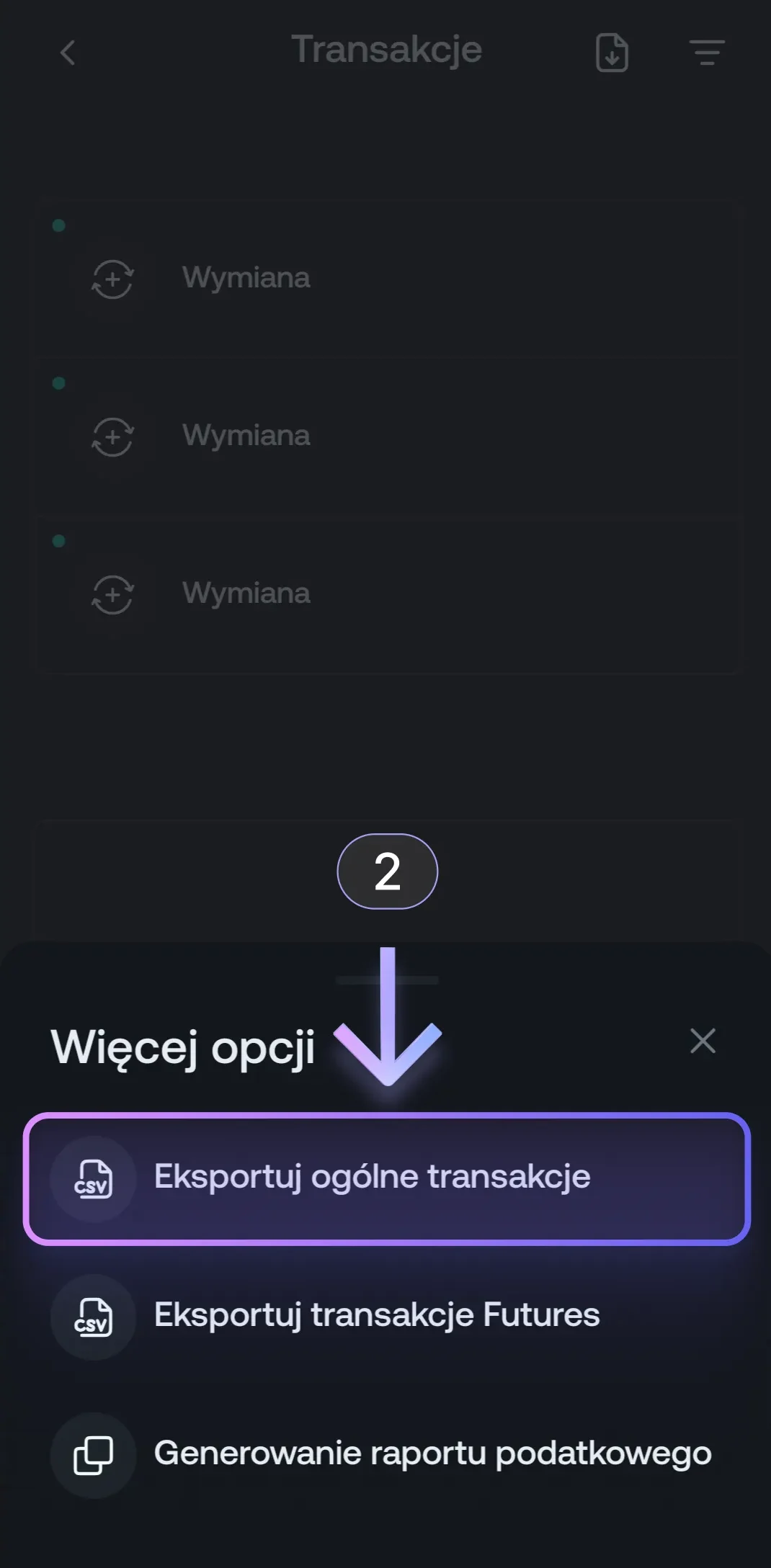 Instrukcja pobrania pliku CSV z aplikacji mobilnej Nexo