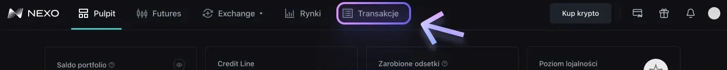Instrukcja pobrania pliku CSV z Nexo